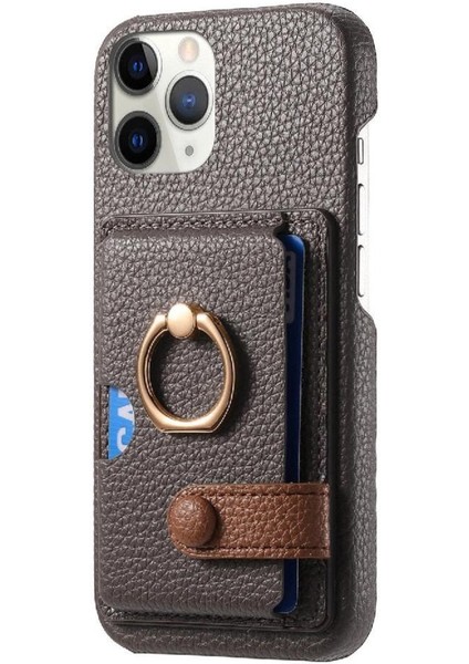 IPhone 11 Için Kılıf Pro Max Kart Yuvaları Premium Dokulu Deri Halka Standı (Yurt Dışından)