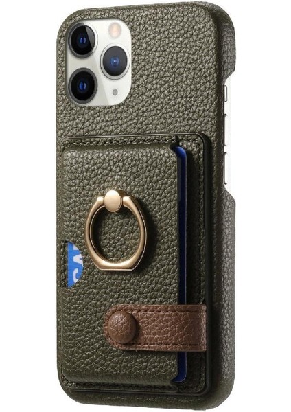 IPhone 11 Için Kılıf Pro Max Kart Yuvaları Premium Dokulu Deri Halka Standı (Yurt Dışından)