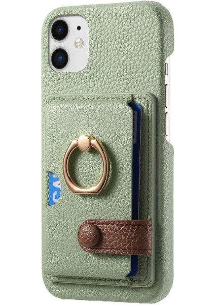 IPhone 11 Premium Dokulu Deri Halka Standı Kart Yuvaları Için Kılıf (Yurt Dışından) fırsatları
