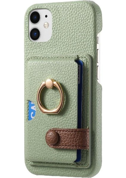 IPhone 12 Mini Kart Yuvaları Premium Dokulu Deri Halka Standı (Yurt Dışından)