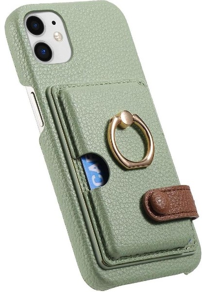 IPhone 12 Mini Kart Yuvaları Premium Dokulu Deri Halka Standı (Yurt Dışından)