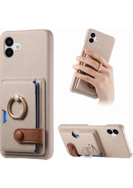 Samsung Galaxy A04 Halka Standı Kart Yuvaları Premium Dokulu Deri (Yurt Dışından)