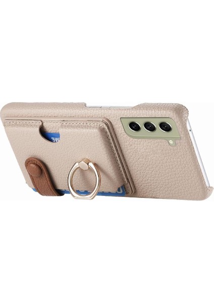 Samsung Galaxy S21 Fe Premium Dokulu Deri Kart Yuvaları Halka (Yurt Dışından)