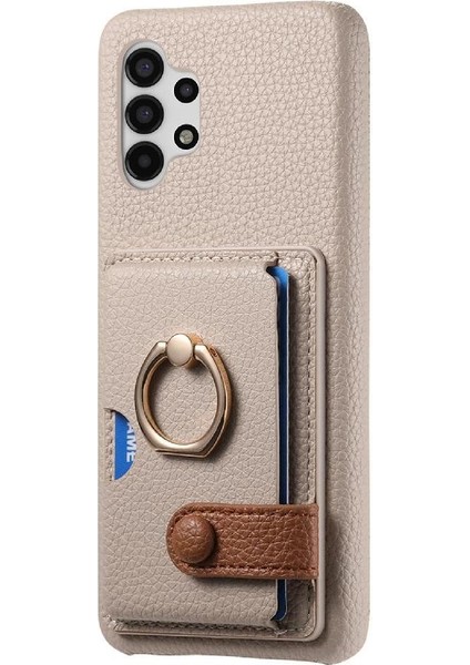 Samsung Galaxy A13 4g Premium Dokulu Deri Halka Standı Kartı (Yurt Dışından)