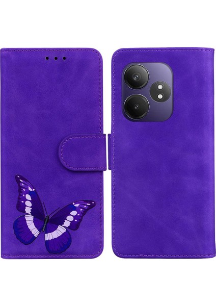 Realme Gt Neo6 Cüzdan Kart Yuvaları Için Flip Case Renk Baskılı Kelebek (Yurt Dışından)