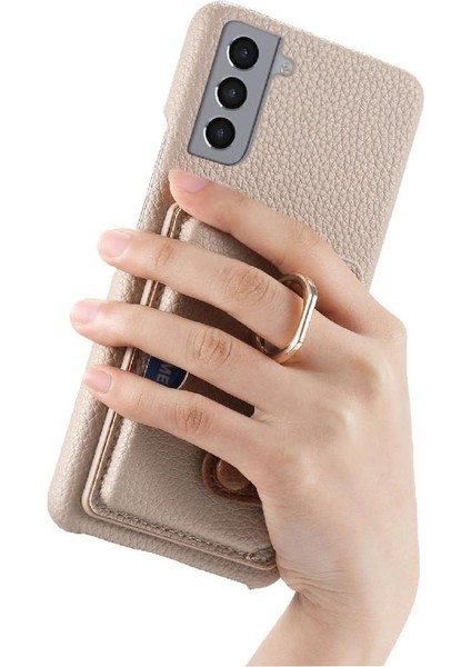 Samsung Galaxy S21 Kart Yuvaları Halka Standı Premium Dokulu Deri (Yurt Dışından) indirimleri