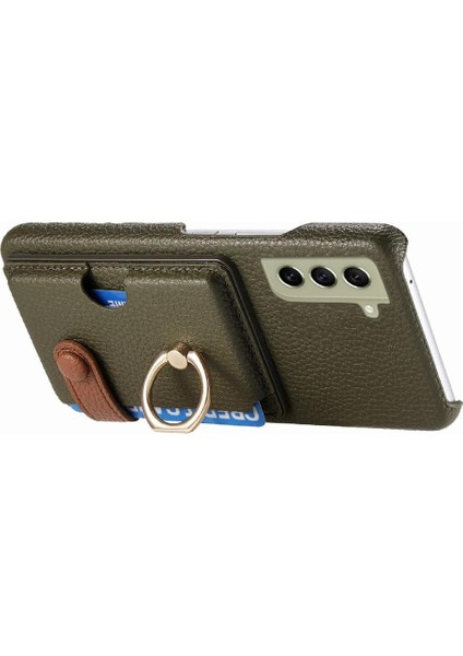Samsung Galaxy S21 Fe Premium Dokulu Deri Kart Yuvaları Halka (Yurt Dışından)