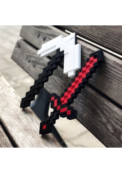 Bursa3dfilament Oyuncak Minecraft Demir Kazma-Kılıç Seti / Oyuncak Minecraft Ikili Set