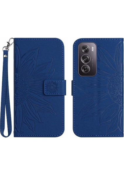 Oppo RENO12 5g Kabartmalı Ayçiçeği Flip Cüzdan Telefon Kılıfı Için Pu (Yurt Dışından)