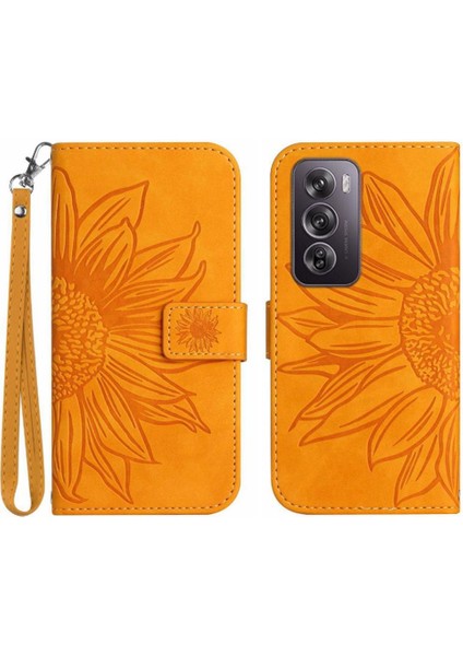 Oppo RENO12 5g Kabartmalı Ayçiçeği Flip Cüzdan Telefon Kılıfı Için Pu (Yurt Dışından)