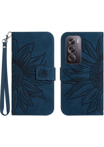 Oppo RENO12 5g Kabartmalı Ayçiçeği Flip Cüzdan Telefon Kılıfı Için Pu (Yurt Dışından)