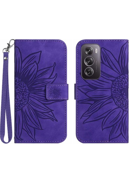 Oppo RENO12 5g Kabartmalı Ayçiçeği Flip Cüzdan Telefon Kılıfı Için Pu (Yurt Dışından)