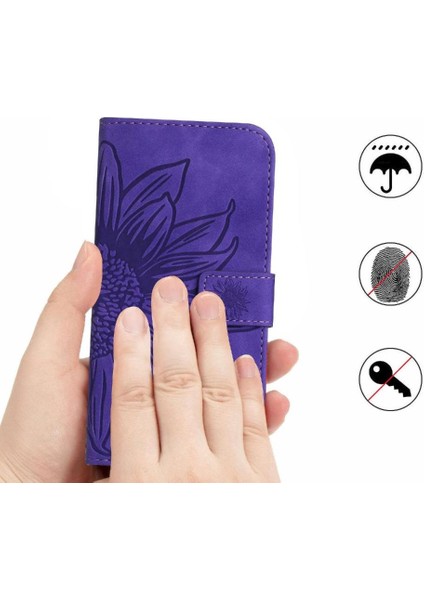 Oppo RENO12 5g Kabartmalı Ayçiçeği Flip Cüzdan Telefon Kılıfı Için Pu (Yurt Dışından) fırsatları
