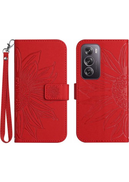 Oppo RENO12 Pro 5g Flip Cüzdan Telefon Kılıfı Için Kabartmalı Ayçiçeği ile (Yurt Dışından)