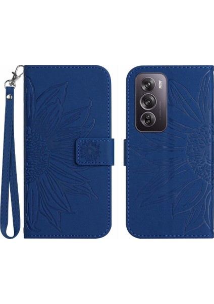 Oppo RENO12 Pro 5g Flip Cüzdan Telefon Kılıfı Için Kabartmalı Ayçiçeği ile (Yurt Dışından)