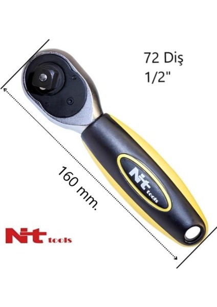 1/2" Mini Cırcır Kolu 160 Mm. 72 Diş NC06C12