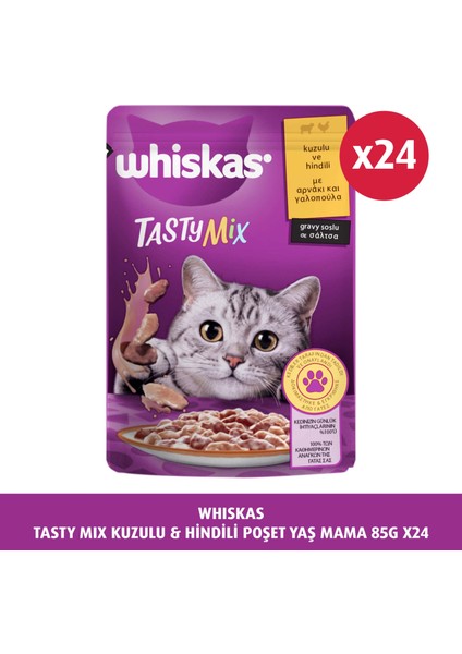 Whiskas Tasty MiX Kuzu&hindi 85 gr 24X