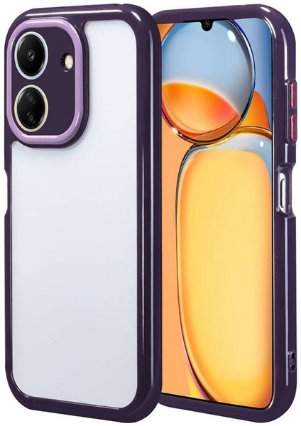 Xiaomi Redmi 13C Uyumlu Kılıf Kamera Korumalı Renkli Kenar ve Çerçeve Tasarımlı Vitamin Kapak, Derin Mor