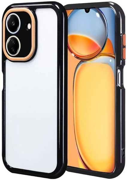 Xiaomi Redmi 13C Uyumlu Kılıf Kamera Korumalı Renkli Kenar ve Çerçeve Tasarımlı Vitamin Kapak, Siyah