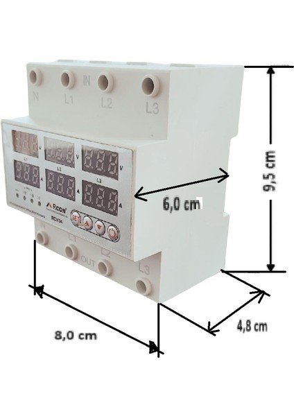 Rcv 04 Ray Tipi Trifaze Akım Koruyucu Voltaj Koruyucu 63 A Sigorta