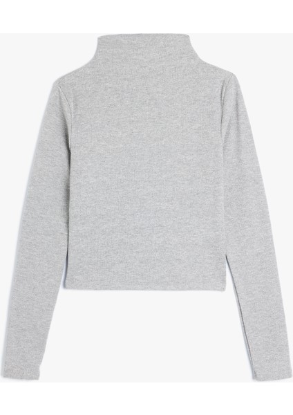Basic Uzun Kollu Tişört Kaşkorse Dik Yaka Slim Fit
