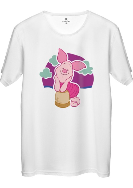 Çakılap Piglet Baskılı Tişört Unisex, Premium Kalite (Rgl-Çf)