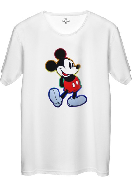 Çakılap Mickey Mouse Baskılı Tişört Unisex, Premium Kalite (Rgl-Çf)