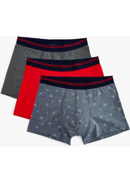 3'lü Boxer Seti Baskılı Pamuklu