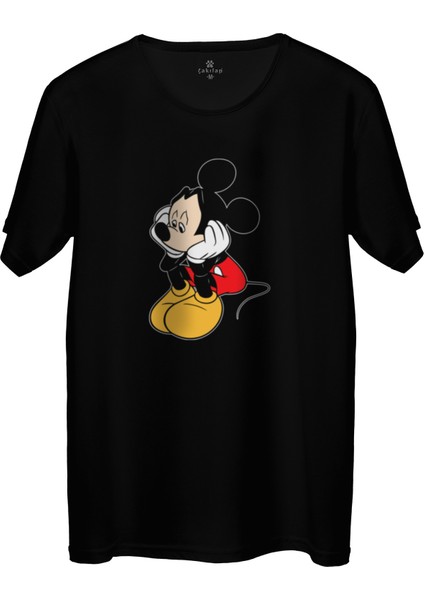 Çakılap Mickey Mouse Baskılı Tişört Unisex, Premium Kalite (Rgl-Çf)