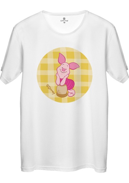 Çakılap Piglet Baskılı Tişört Unisex, Premium Kalite (Rgl-Çf)