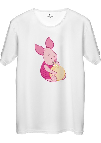 Çakılap Piglet Baskılı Tişört Unisex, Premium Kalite (Rgl-Çf)