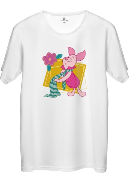 Çakılap Piglet Baskılı Tişört Unisex, Premium Kalite (Rgl-Çf)