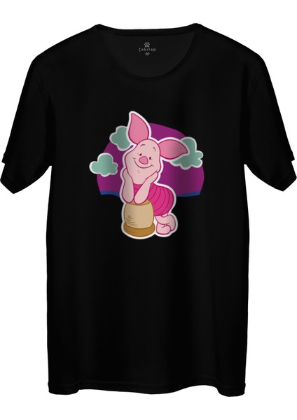 Çakılap Piglet Baskılı Tişört Unisex, Premium Kalite (Rgl-Çf)