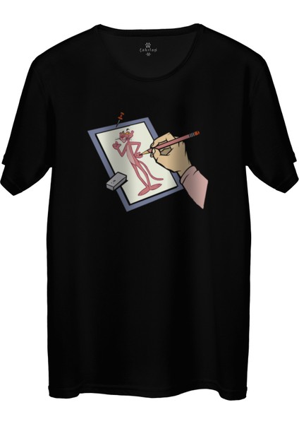 Çakılap Pink Panther Baskılı Tişört Unisex, Premium Kalite (Rgl-Çf)