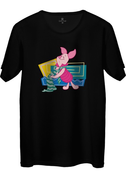Çakılap Piglet Baskılı Tişört Unisex, Premium Kalite (Rgl-Çf)