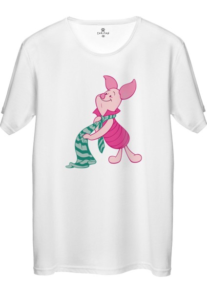 Çakılap Piglet Baskılı Tişört Unisex, Premium Kalite (Rgl-Çf)