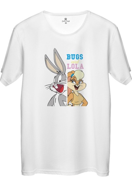 Çakılap Bugs Lola Bunny Baskılı Tişört Unisex, Premium Kalite (Rgl-Çf)