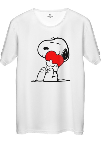 Çakılap Snoopy Baskılı Tişört Unisex, Premium Kalite (Rgl-Çf)