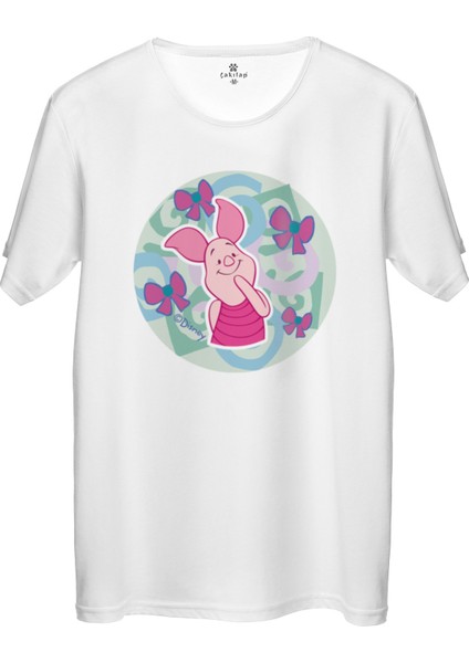 Çakılap Piglet Baskılı Tişört Unisex, Premium Kalite (Rgl-Çf)