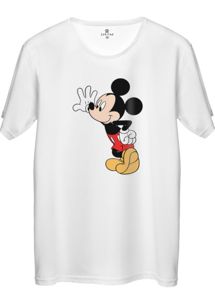 Çakılap Mickey Mouse Baskılı Tişört Unisex, Premium Kalite (Rgl-Çf)