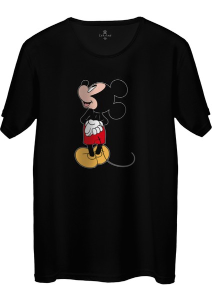 Çakılap Mickey Mouse Baskılı Tişört Unisex, Premium Kalite (Rgl-Çf)