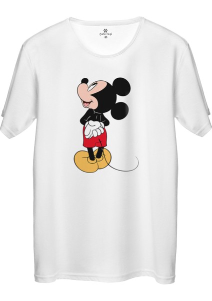 Çakılap Mickey Mouse Baskılı Tişört Unisex, Premium Kalite (Rgl-Çf)