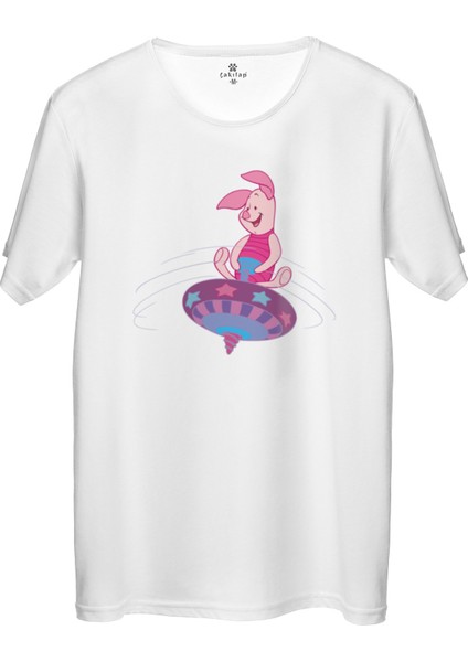 Çakılap Piglet Baskılı Tişört Unisex, Premium Kalite (Rgl-Çf)