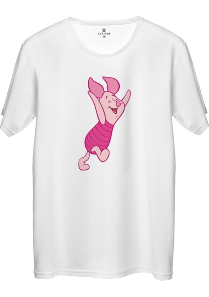 Çakılap Piglet Baskılı Tişört Unisex, Premium Kalite (Rgl-Çf)