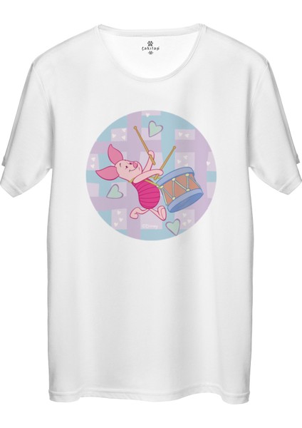 Çakılap Piglet Baskılı Tişört Unisex, Premium Kalite (Rgl-Çf)