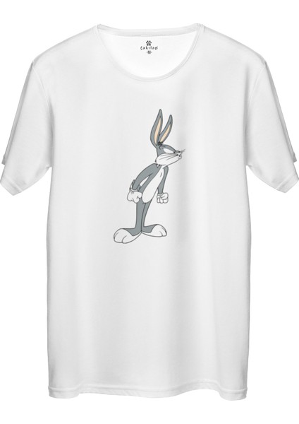 Çakılap Bugs Bunny Baskılı Tişört Unisex, Premium Kalite (Rgl-Çf)