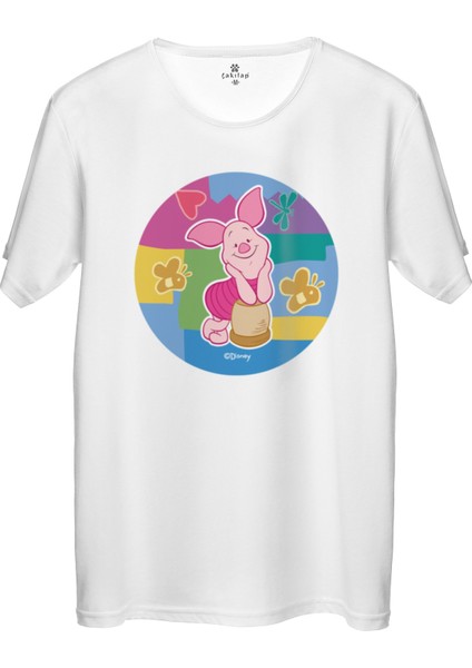 Çakılap Piglet Baskılı Tişört Unisex, Premium Kalite (Rgl-Çf)