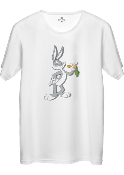 Çakılap Bugs Bunny Baskılı Tişört Unisex, Premium Kalite (Rgl-Çf)