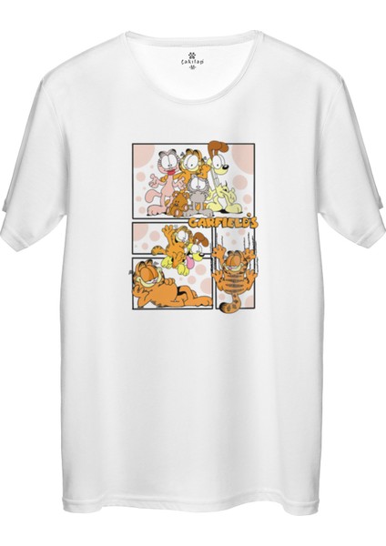 Çakılap Garfield Baskılı Tişört Unisex, Premium Kalite (Rgl-Çf)