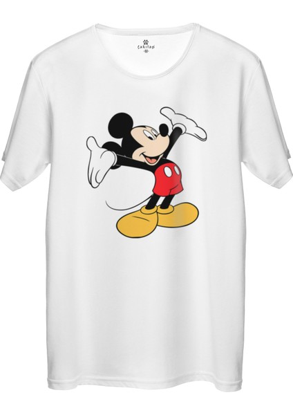 Çakılap Mickey Mouse Baskılı Tişört Unisex, Premium Kalite (Rgl-Çf)